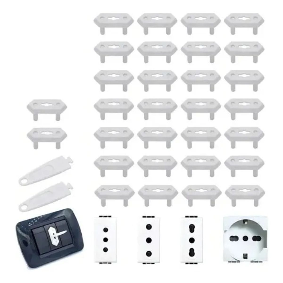 EVERSO - 20ud Cubre Enchufe Seguridad Bebe Tapa Protector Con 2 Llave