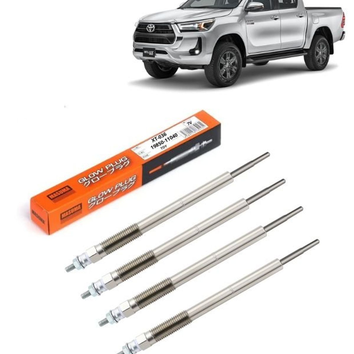 GENERICO - Bujías Incandescente Masuma Pack 4 Toyota Hilux 24 28 2015-2024 XT-036