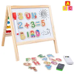 ABC - Pizarra de Dibujo Infantil con Ábaco de Colores de Madera