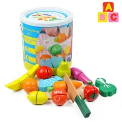 ABC - Set de Frutas y Verduras de Madera para Cortar Montessori