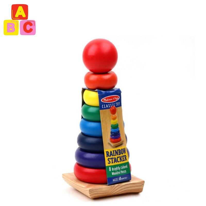 ABC - Torre Apilable de Madera Arcoíris Educativo para Bebés