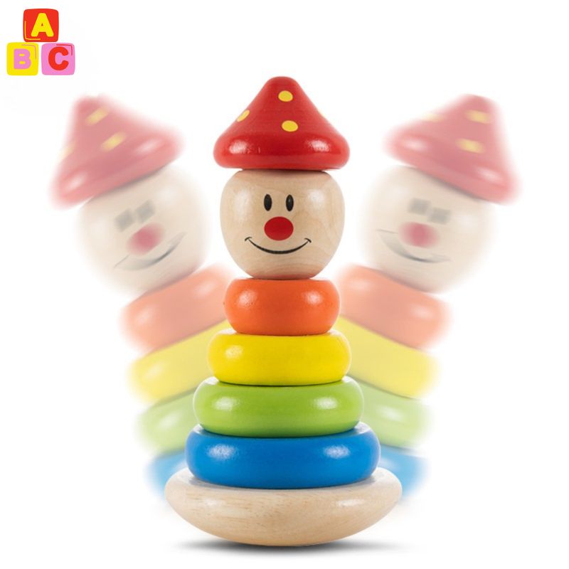 ABC - Payaso Apilable de Madera Juguete Educativo para Bebés