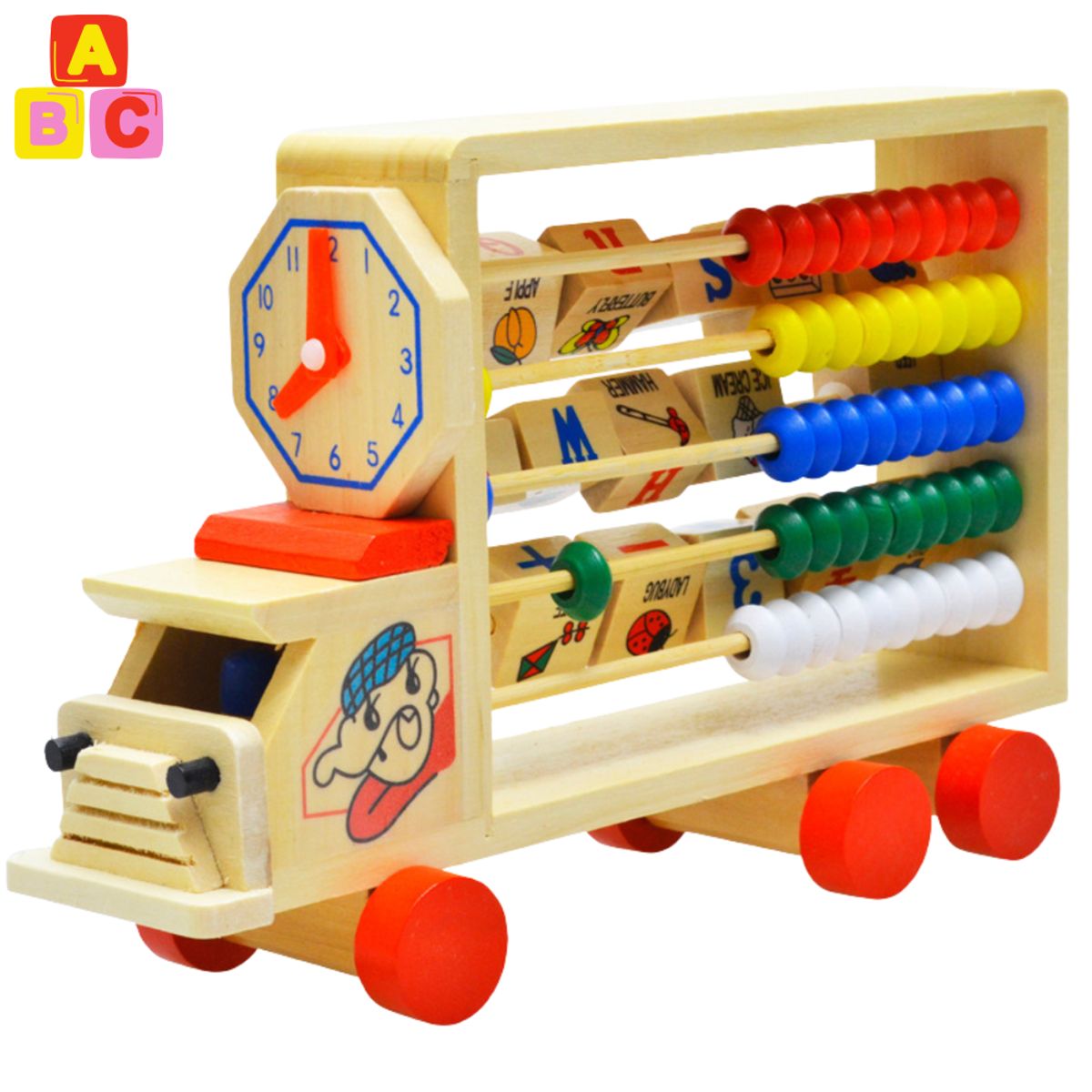ABC - Camión Educativo de Madera 4 en 1 Aprendizaje Montessori