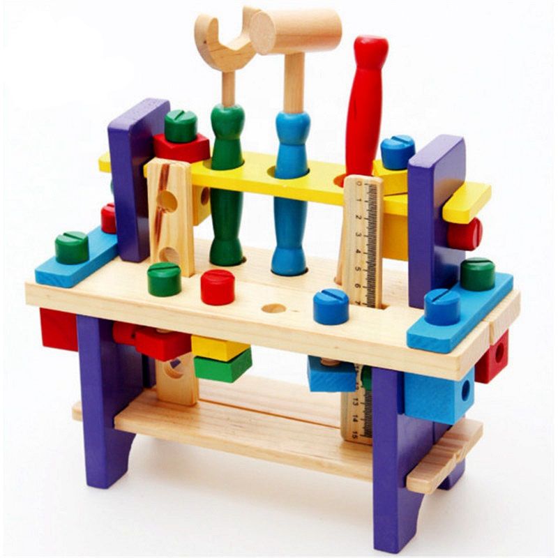 ABC - Banco de Herramientas de Madera para Niños Montessori