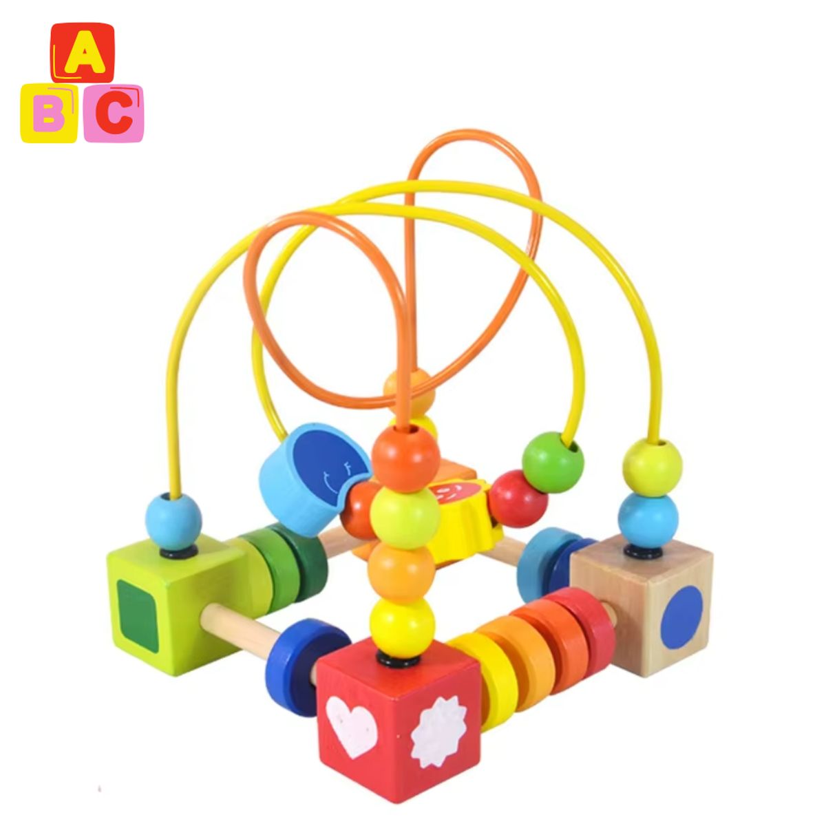 ABC - Laberinto de Cuentas de Madera Montessori Motricidad Fina