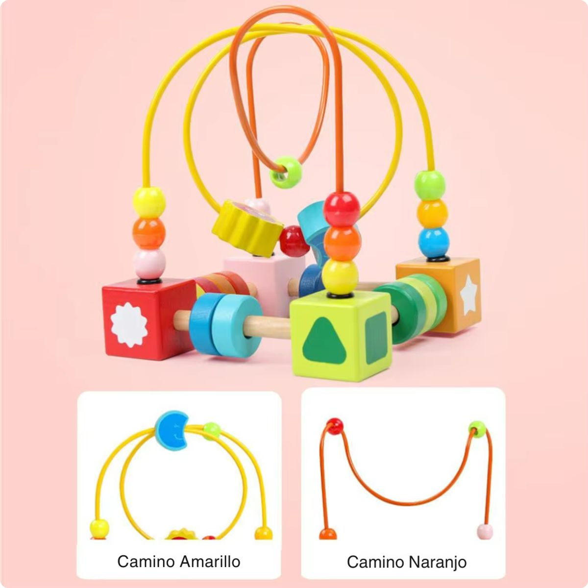 ABC - Laberinto de Cuentas de Madera Montessori Motricidad Fina