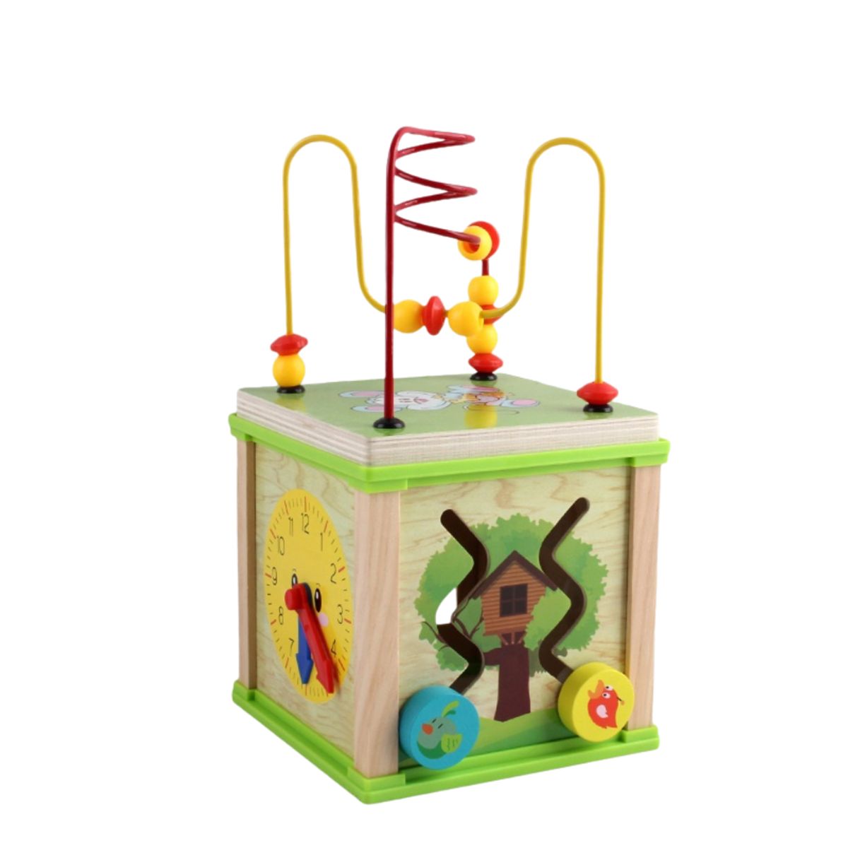 ABC - Cubo Didáctico de Madera 5 en 1 Centro Montessori para Bebés