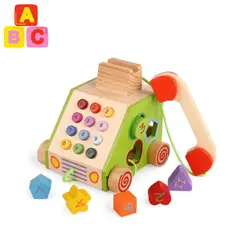ABC - Teléfono de Arrastre de Madera para Niños Juguete Educativo