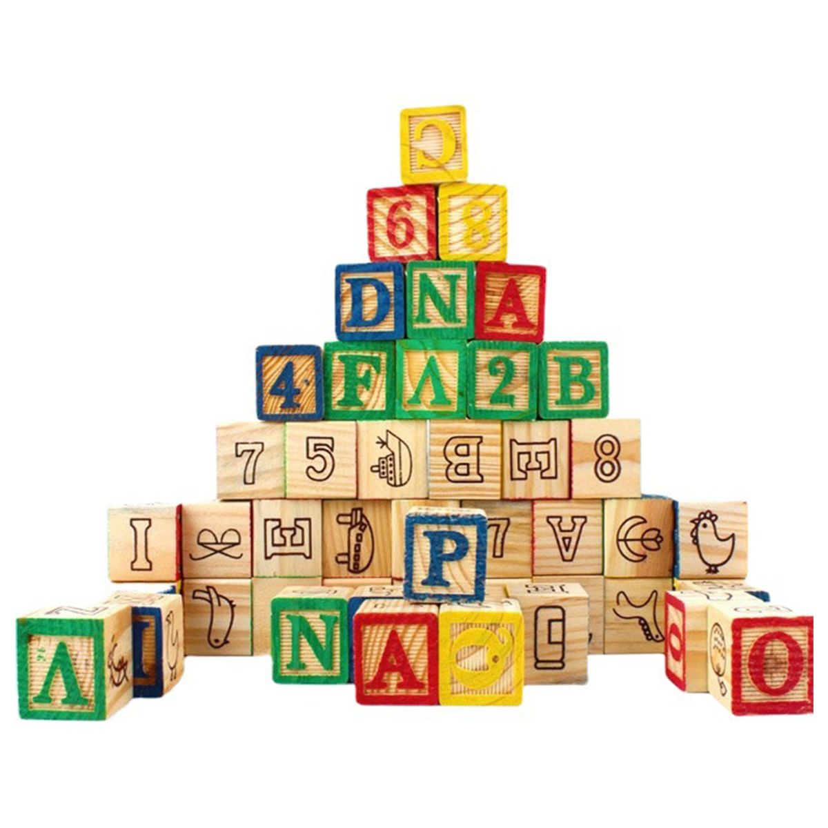 ABC - Bloques de Madera con Letras Números y Figuras Montessori