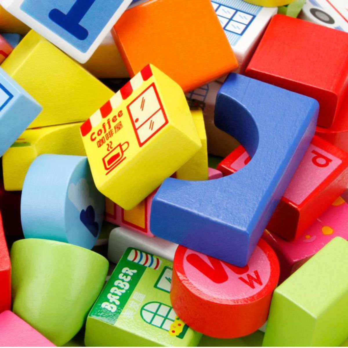 ABC - Set de Bloques de Construcción Ciudad de Madera Montessori