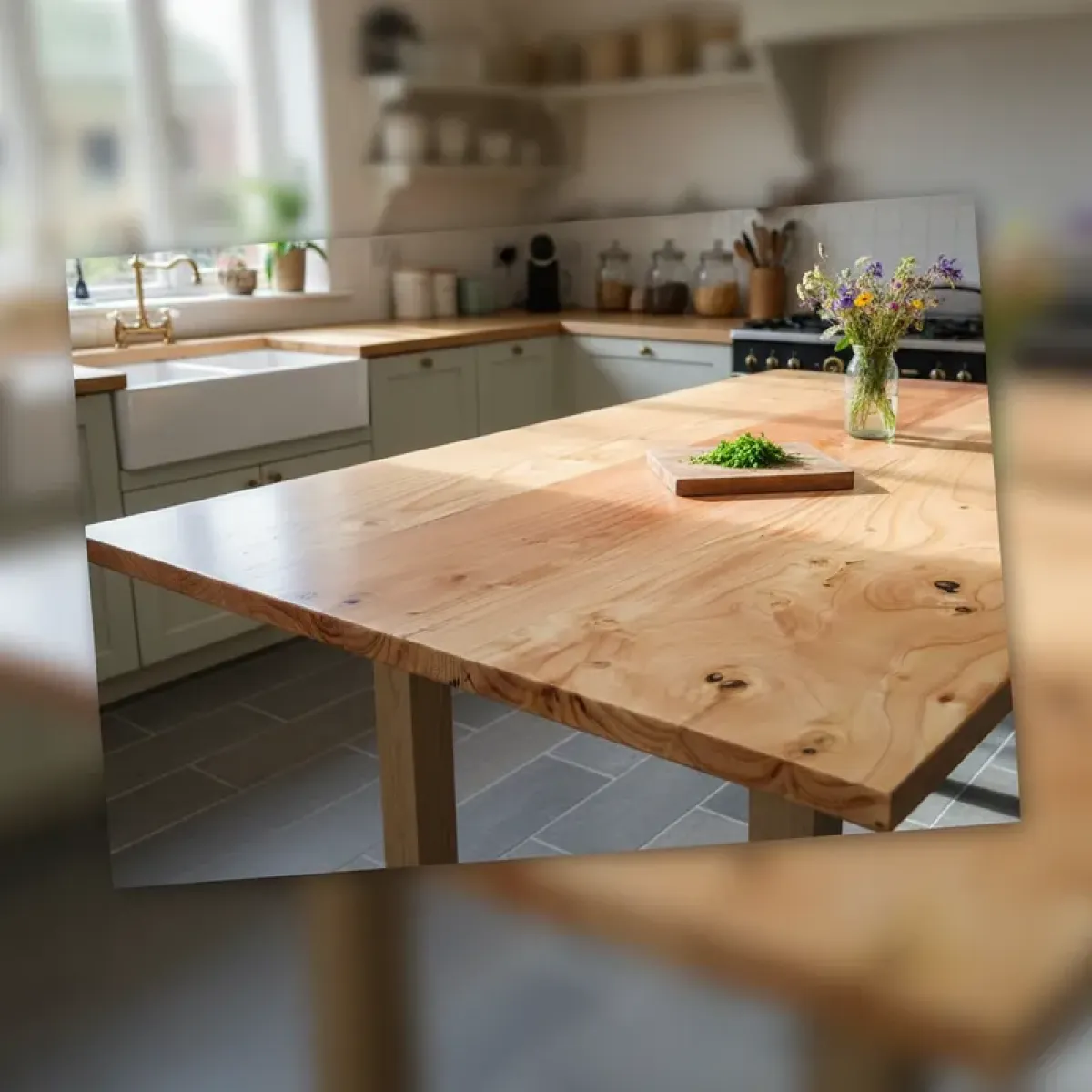 GENERICO - Cubierta De Madera Pino Oregón Vitrificado Para Muebles