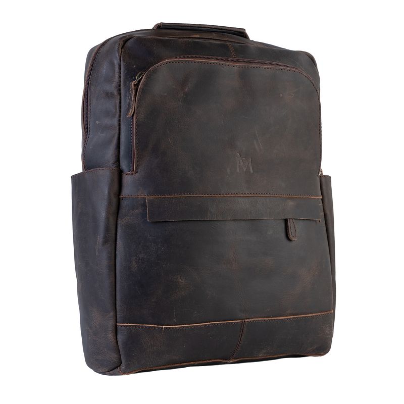 FRANZ MOSSI - Mochila De Cuero Grueso Natural Cafe Vintage Notebook Franz Mossi