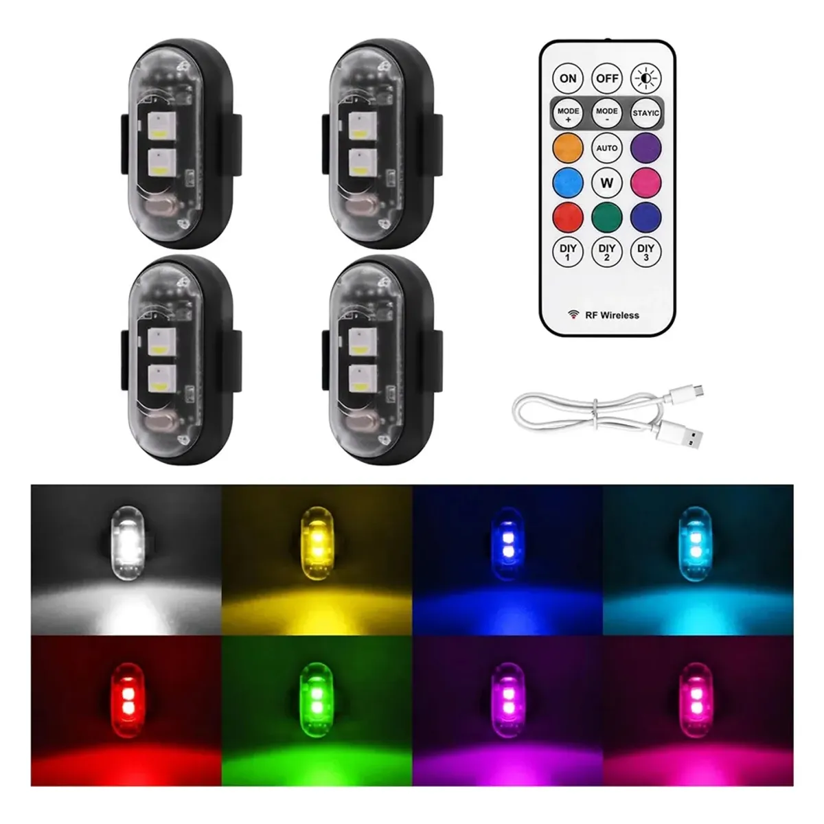 PUREPOWER - Luces Estroboscópicas Led Inalámbricas De 4 Piezas Con Contr