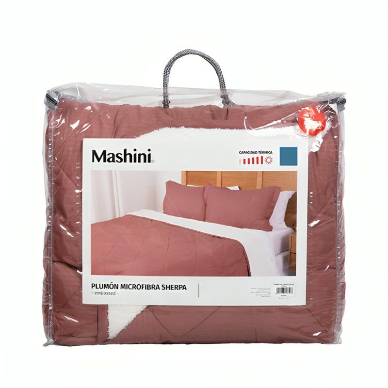 MASHINI - Plumón MF Emboss + Sherpa King  Café  Mashini 260×240 cm