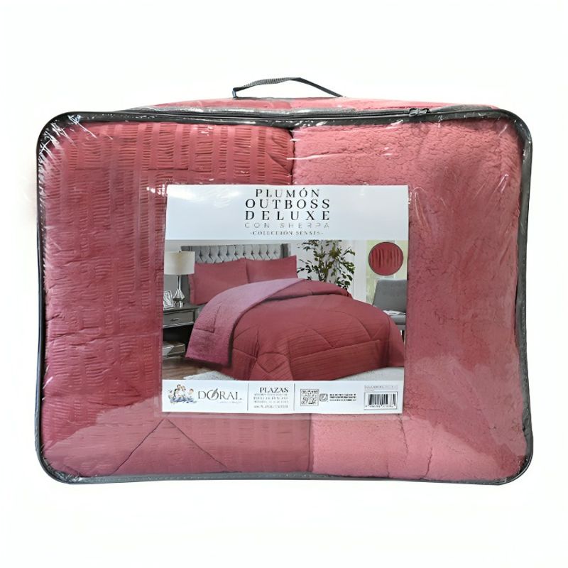 DORAL - Plumón Outboss Deluxe 2,5 Plazas  Sherpa Cereza  Doral 250×240 cm
