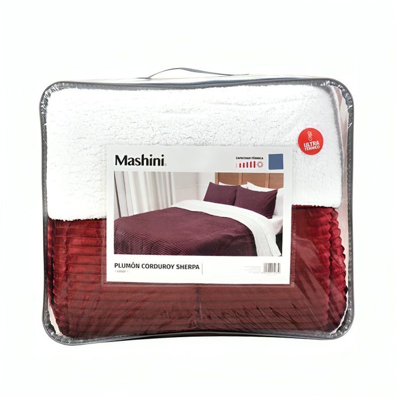 MASHINI - Plumón Corduroy Sherpa 2 Plazas  Burdeo  Mashini 230×240 cm
