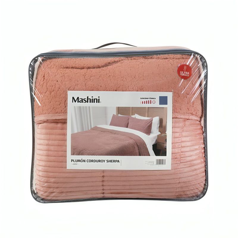 MASHINI - Plumón Corduroy Coral Sherpa Super King  Coral  Mashini