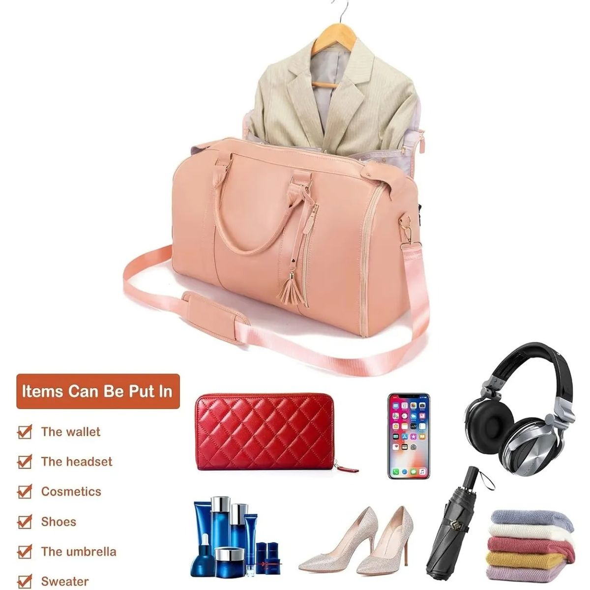 EVERSO - Bolsa De Viaje Gran Capacidad Lmpermeable Plegable Deportes Rosa