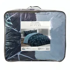 DORAL - Plumón Estampado Deluxe Sherpa 1,5 Plazas / Triángulos Azules –
