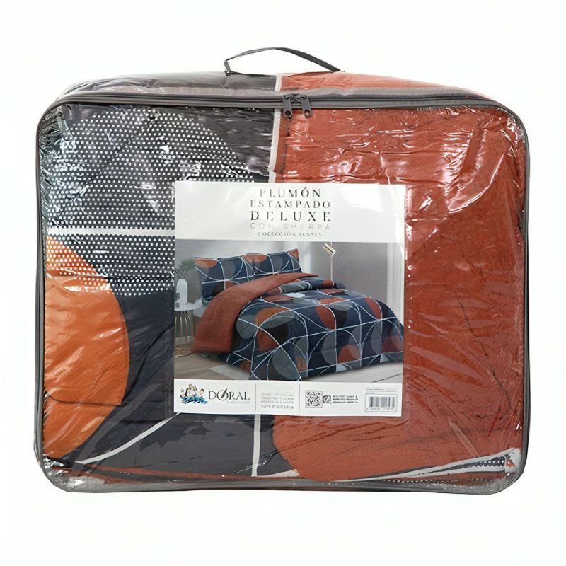 DORAL - Plumón Deluxe Sherpa 2 Plazas  Geométrico – Doral 220 x 240 cm