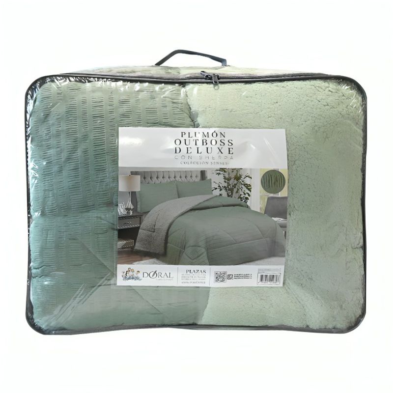DORAL - Plumón Outboss Deluxe 2,5 Plazas / Sherpa Verde – Doral  250×240 cm.