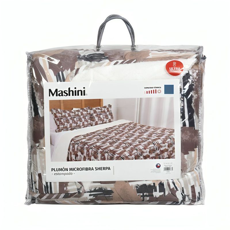 MASHINI - Plumón MF Sherpa Estampado King  Tierra Mashini 260×240 cm