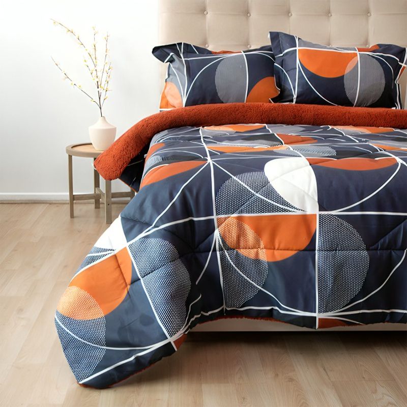 DORAL - Plumón Estampado Deluxe Sherpa 2 Plazas  Geométrico  Doral 220 x 240 cm