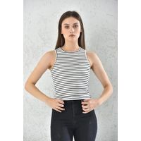 Top Mujer Sin Mangas a Rayas Blanco y Negro