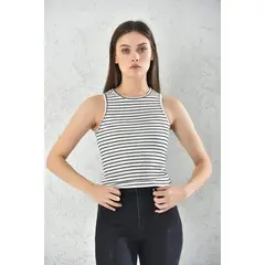 MROTTO - Top Mujer Sin Mangas a Rayas Blanco y Negro