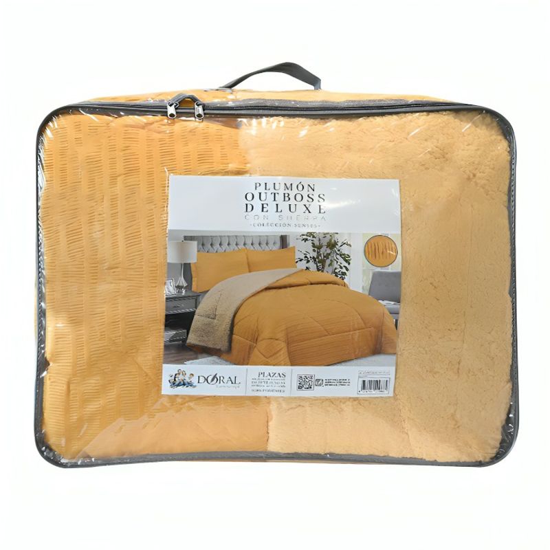 DORAL - Plumón Outboss Deluxe 1,5 Plazas  Sherpa Mostaza- Doral 170x 240 cm