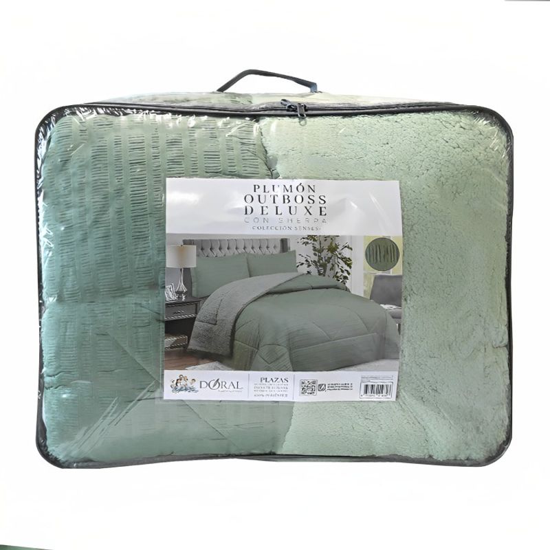 DORAL - Plumón Outboss Deluxe 1,5 Plazas  Sherpa Verde  Doral  170x 240 cm