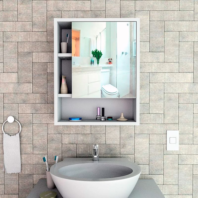 HABITA2 CHILE - REPISA CON ESPEJO PARA EL BAÑO 40X50X15