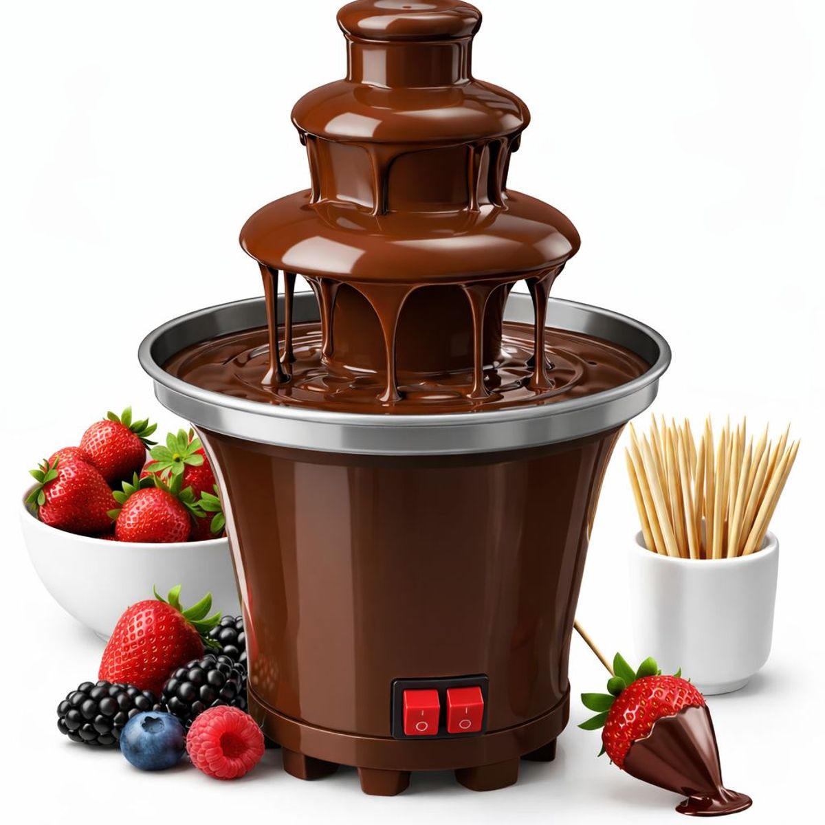 GENERICO - Fuente Chocolate 3 Niveles Cascada Electrica Fiesta Cumpleanos Fondue Fresas Postres