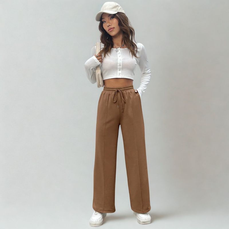 DESIGNERS - Pantalon Buzo Jogger Mujer Algodon Con Forro Polar Recto