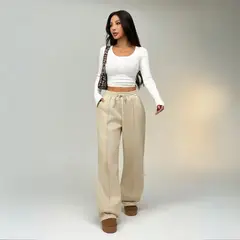 DESIGNERS - Pantalon Buzo Jogger Mujer Algodon Con Forro Polar Recto