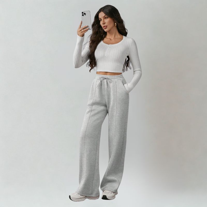 DESIGNERS - Pantalon Buzo Jogger Mujer Algodon Con Forro Polar Recto