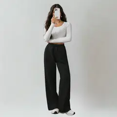 DESIGNERS - Pantalon Buzo Jogger Mujer Algodon Con Forro Polar Recto