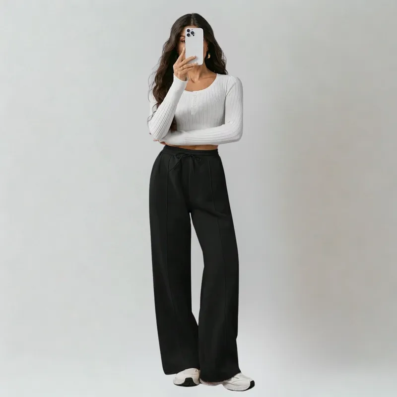 DESIGNERS - Pantalon Buzo Jogger Mujer Algodon Con Forro Polar Recto