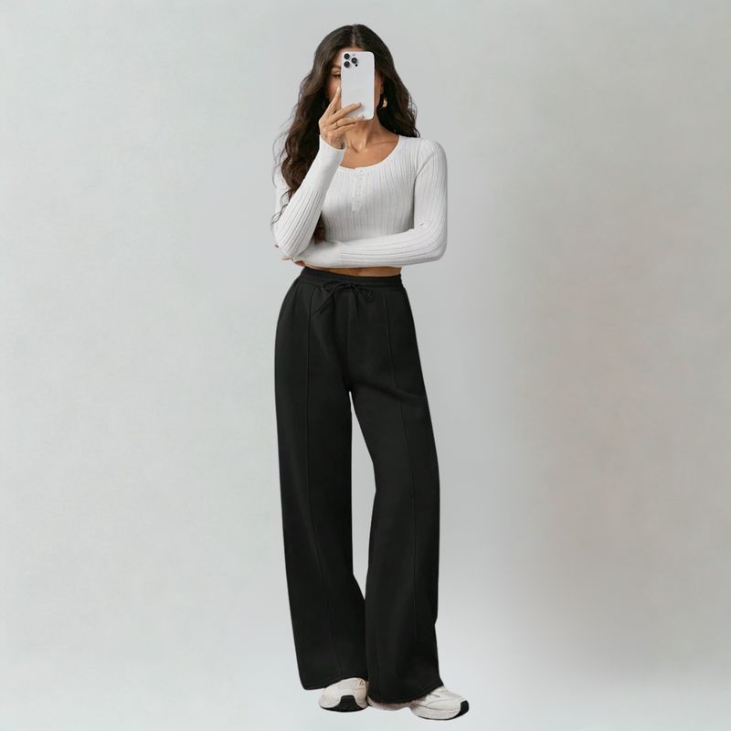 DESIGNERS - Pantalon Buzo Jogger Mujer Algodon Con Forro Polar Recto
