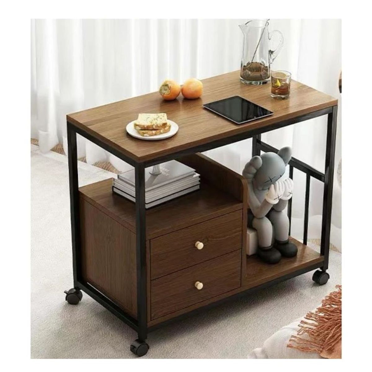 GENERICO - Mesa Auxiliar Con Cajones Mueble Multiuso Estación De Café