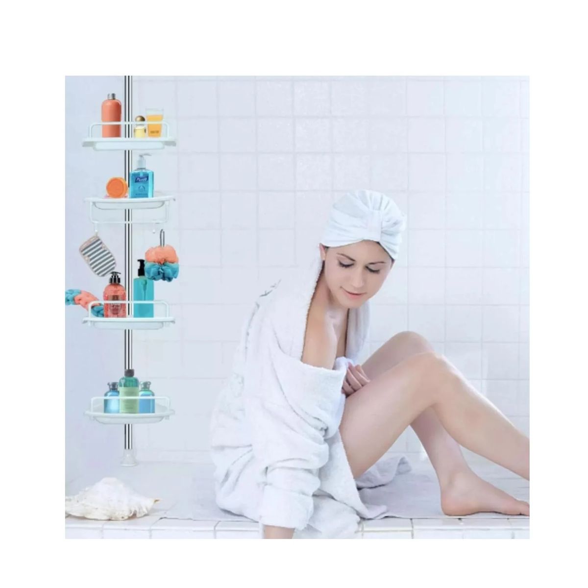 GENERICO - ORGANIZADOR ESQUINERO DUCHA MULTIUSO 4 PISOS REPISAS AJUSTABLE