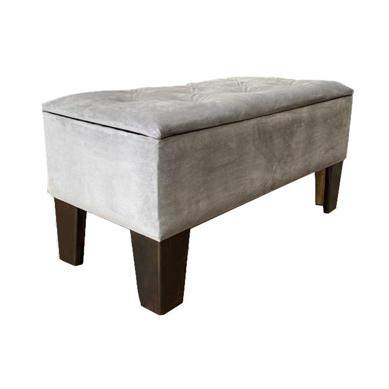 MUEBLES HVM - Banqueta Baúl Hvm Gris Felpa