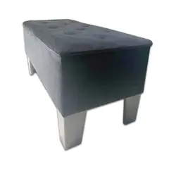 MUEBLES HVM - Banqueta Baúl Hvm Negro Felpa