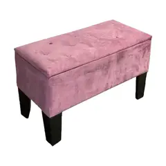 MUEBLES HVM - Banqueta Baúl Hvm Palo Rosa Felpa