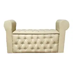 MUEBLES HVM - Baul Capitone Baige Cuero PU