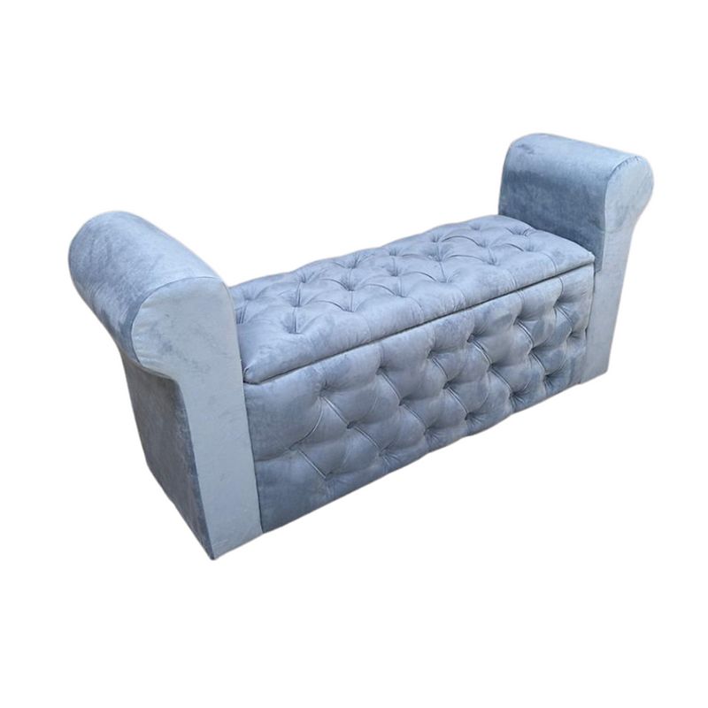 MUEBLES HVM - Baul Capitone Gris Felpa