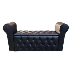 MUEBLES HVM - Baul Capitone Negro Cuero PU