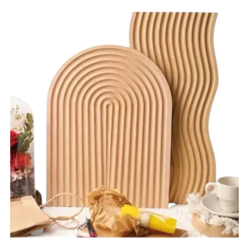 GENERICO - Pack X2 Tabla Decorativa Bandeja De Madera Diseño Geometrico