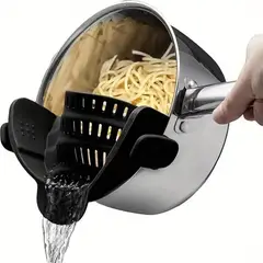 ESPACIO SEOUL - Colador Escurridor Cocina Silicona con Clip para Ollas Pastas Verduras