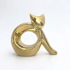 TOPSOC - Adorno De Cerámica Gato Moderno Brillante